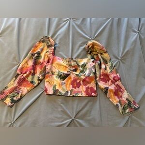 (Worn once) Floral Puff Sleeve Top